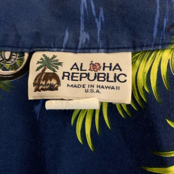 Aloha Republic Hawaiian Motorcycle Palm Graphic Button Down Shirt Men’s Sz XXL - Picture 5 of 5